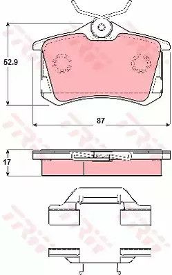 Комплект гальмівних колодок, дискове гальмо SEAT LEON, VW BORA, TRW (GDB1416)