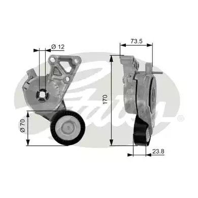 Натяжной ролик поликлинового ремня SKODA OCTAVIA, AUDI A3, GATES (T38148)