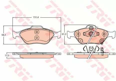 Комплект тормозных колодок, дисковый тормоз TOYOTA YARIS, TRW (GDB3625)