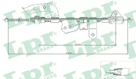 Трос ручного тормоза TOYOTA AYGO, PEUGEOT 107, LPR (C0132B)