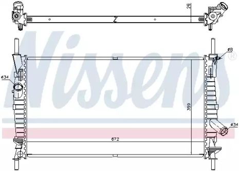 Радиатор охлаждения двигателя FORD TRANSIT, NISSENS (62128)