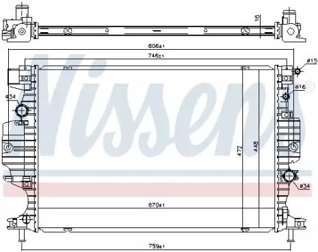 Радиатор охлаждения двигателя FORD GALAXY, NISSENS (620156)