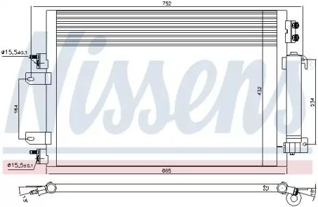 Радіатор, конденсор кондиціонера DODGE CALIBER, JEEP PATRIOT, NISSENS (940570)