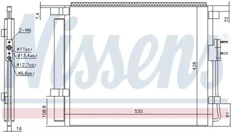 Радиатор, конденсор кондиционера HYUNDAI GRAND, NISSENS (940391)