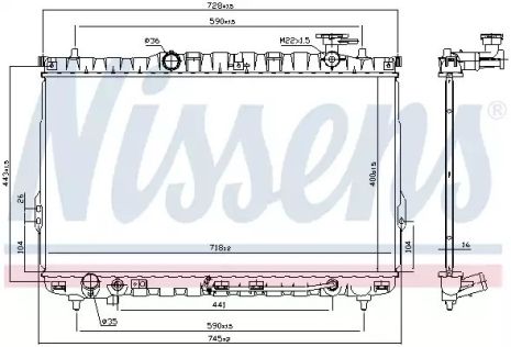 Радиатор охлаждения двигателя HYUNDAI SANTA, NISSENS (67030)