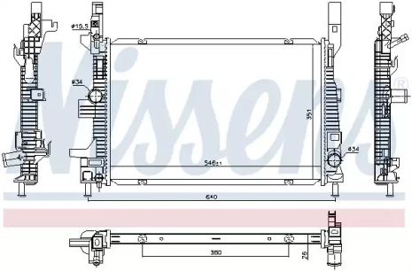 Радиатор охлаждения двигателя FORD FOCUS, NISSENS (606033)