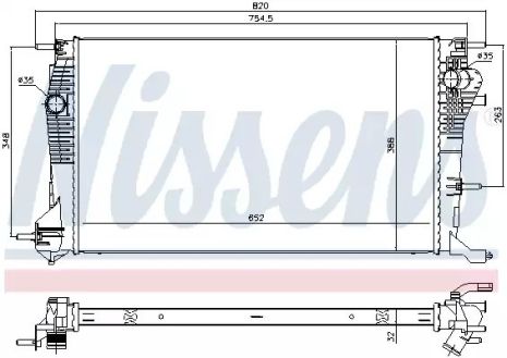 Радиатор охлаждения двигателя RENAULT MEGANE, NISSENS (637617)