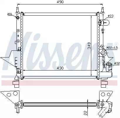 Радиатор охлаждения двигателя RENAULT TWINGO, NISSENS (63949)