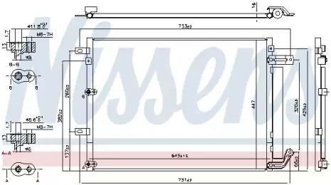 Радиатор, конденсор кондиционера JEEP CHEROKEE, NISSENS (940675)