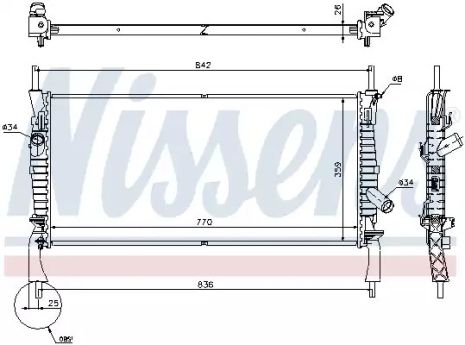 Радиатор охлаждения двигателя FORD TRANSIT, NISSENS (69226)