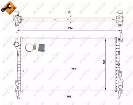 Радиатор охлаждения двигателя FORD TRANSIT, NRF (53713)