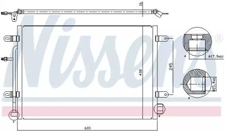 Радиатор, конденсор кондиционера SEAT EXEO, AUDI A4, NISSENS (94851)