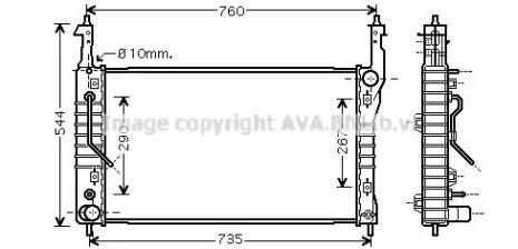 Радиатор охлаждения двигателя CHEVROLET CAPTIVA, OPEL ANTARA, AVA COOLING (OLA2424)