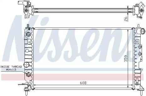 Радіатор охолодження двигуна Vauxhall Vectra, Opel Vectra, Nissens (630771)