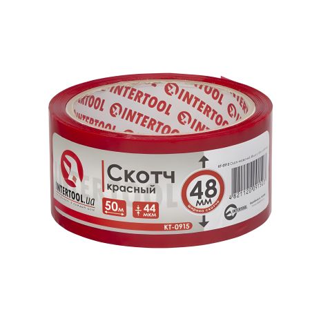 Красный скотч, 50 м × 48 мм, 44 мкм INTERTOOL KT-0915