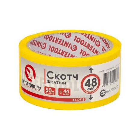 Жовтий скотч, 50 м × 48 мм, 44 мкм Intertool KT-0916 Жовтий скотч, 50 м × 48 мм, 44 мкм Intertool KT-0916
