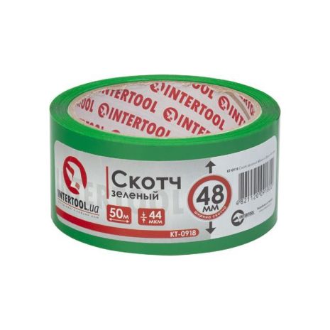 Скотч зеленый 50 м, 48 мм, 44 мкм INTERTOOL KT-0918