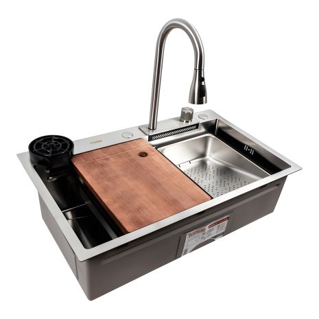 Кухонна мийка з нержавійки CM 75*46A Platinum Handmade "Водоспад" Кухонна мийка з нержавійки CM 75*46A Platinum Handmade "Водоспад"