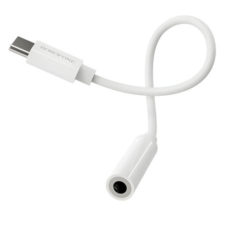 Borofone BV13 Аудіо Адаптер, перехідник конвертер Type-C to Jack 3.5 (F) 0.115m, білий