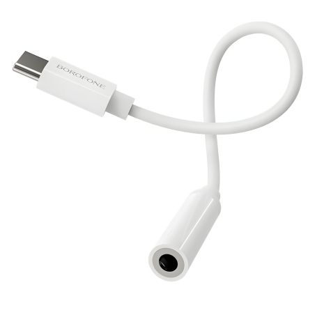 Borofone BV13 Аудіо Адаптер, перехідник конвертер Type-C to Jack 3.5 (F) 0.115m, білий