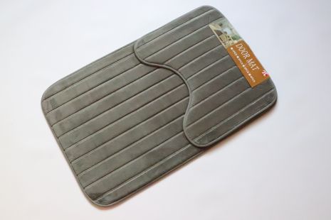 Набір килимків у ванну та туалет 80x50+40x50 см з мікрофібри 3843 grey Набір килимків у ванну та туалет 80x50+40x50 см з мікрофібри 3843 grey