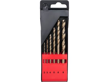 Свердла кобальтові по металу: Co-HSS, Ø=2, 3, 4, 5, 6, 8 мм, 6 шт [15/60] Yato YT-41602