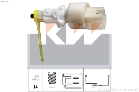 Вимикач датчик стоп сигналу FIAT PUNTO, FIAT DOBLO, KW (510153)