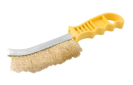 Щетка зачистная ручная рифленая латунированная пластиковая ручка MASTERTOOL 14-5524