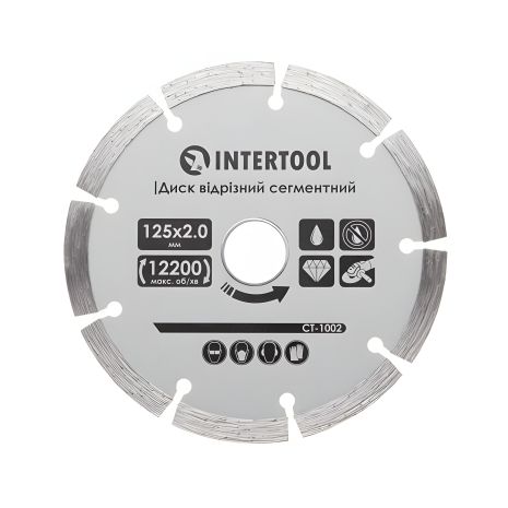 Алмазный диск для отрезки сегментный, 125 мм, 16-18%, 12200 об/мин INTERTOOL CT-1002