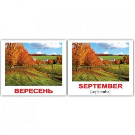 Картки міні українсько-англійські "Пори року/Seasons" 40шт., в пак. 8*10см, ТМ Вундеркінд з пелюшок, Україна