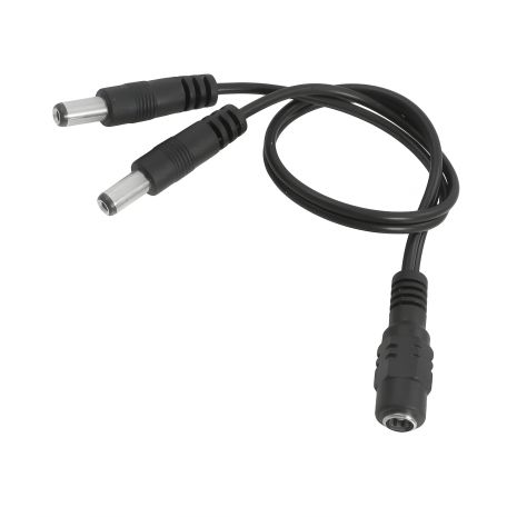 Кабель удлинитель-разветвитель DC(F) на 2xDC(M) (5.5x2.1 мм) 25cm | Black (Адаптер/переходник F2M/Gнездо на Вилку)