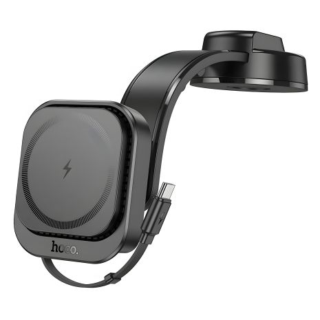 Автодержатель магнитный с беспроводной зарядкой 15W Hoco HW24 чёрный