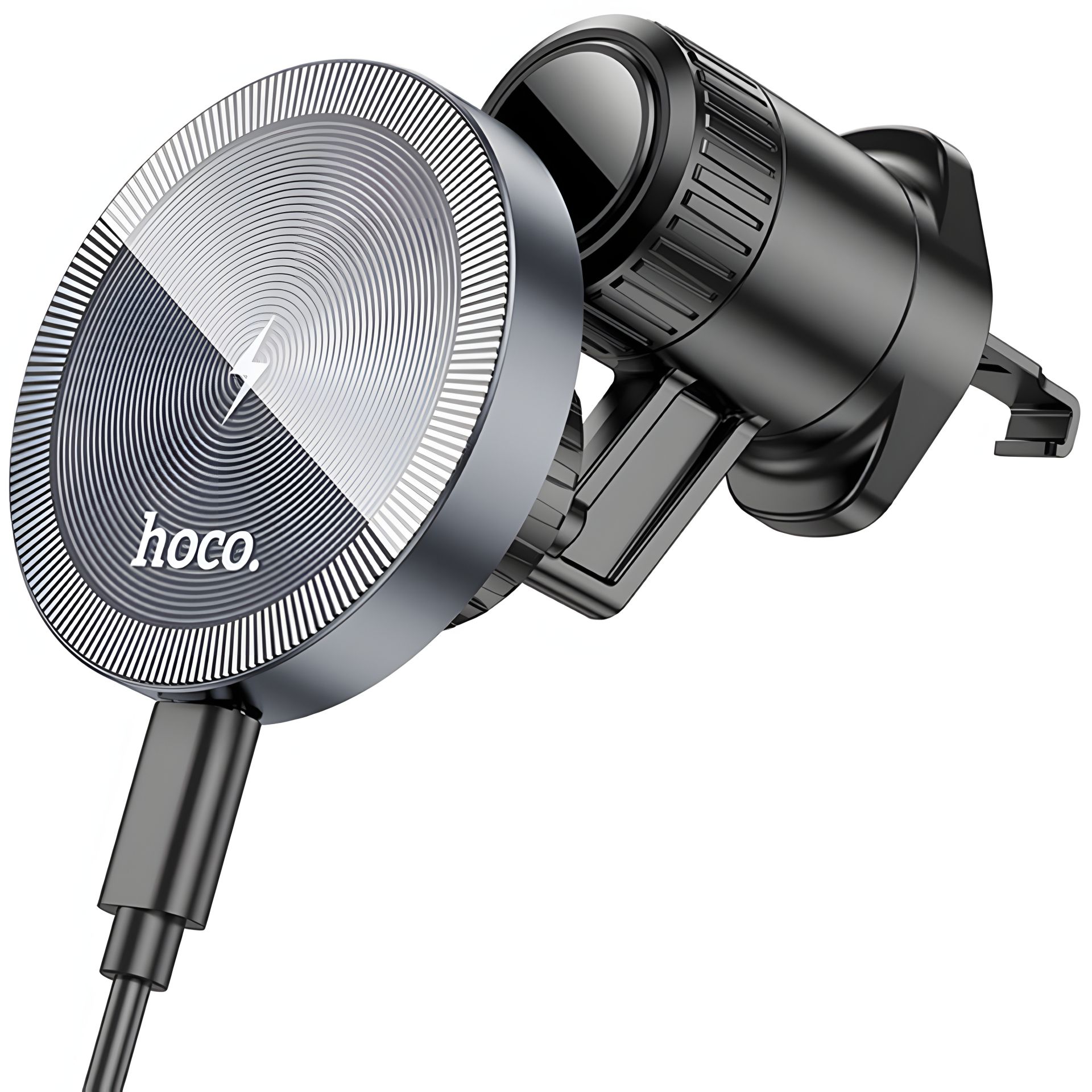 Автотримач Hoco HW6 магнітний з бездротовою зарядкою 15W black metal gray Автотримач Hoco HW6 магнітний з бездротовою зарядкою 15W black metal gray