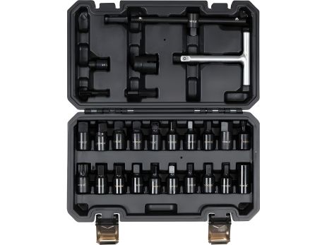 Торцевые насадки для оливозливных пробок: квадрат-3/8", Cr-V, 26 шт в футляре Yato YT-05998