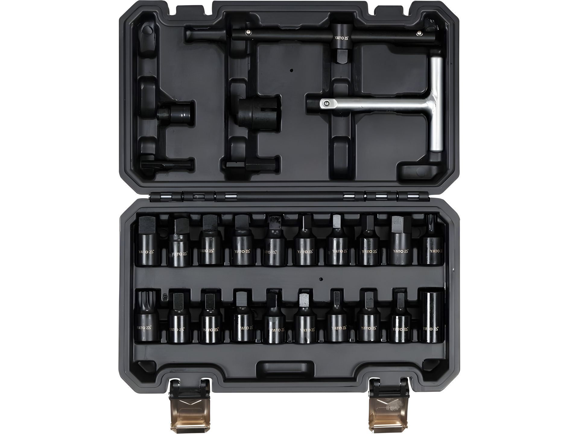 Торцевые насадки для оливозливных пробок: квадрат-3/8", Cr-V, 26 шт в футляре Yato YT-05998 Торцевые насадки для оливозливных пробок: квадрат-3/8", Cr-V, 26 шт в футляре Yato YT-05998