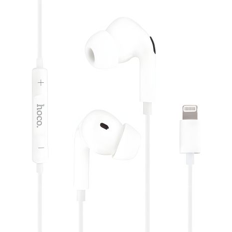 Навушники Hoco M111 Pro, вакуумні, дротові, Lightning, 1.2m, white Навушники Hoco M111 Pro, вакуумні, дротові, Lightning, 1.2m, white