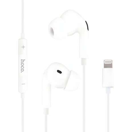 Навушники Hoco M111 Pro вакуумні, дротові, Lightning, 1.2m, White