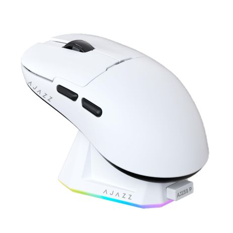 Бездротова легка магнітна миша Ajazz AJ159P PAW3395 2.4G 26000 DPI RGB Біла