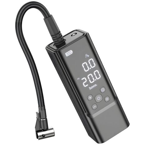 Автомобильный насос-компрессор Hoco ZP7 Maddy (TypeC in/5000mAh/10.3 бар/Фонарик) Black