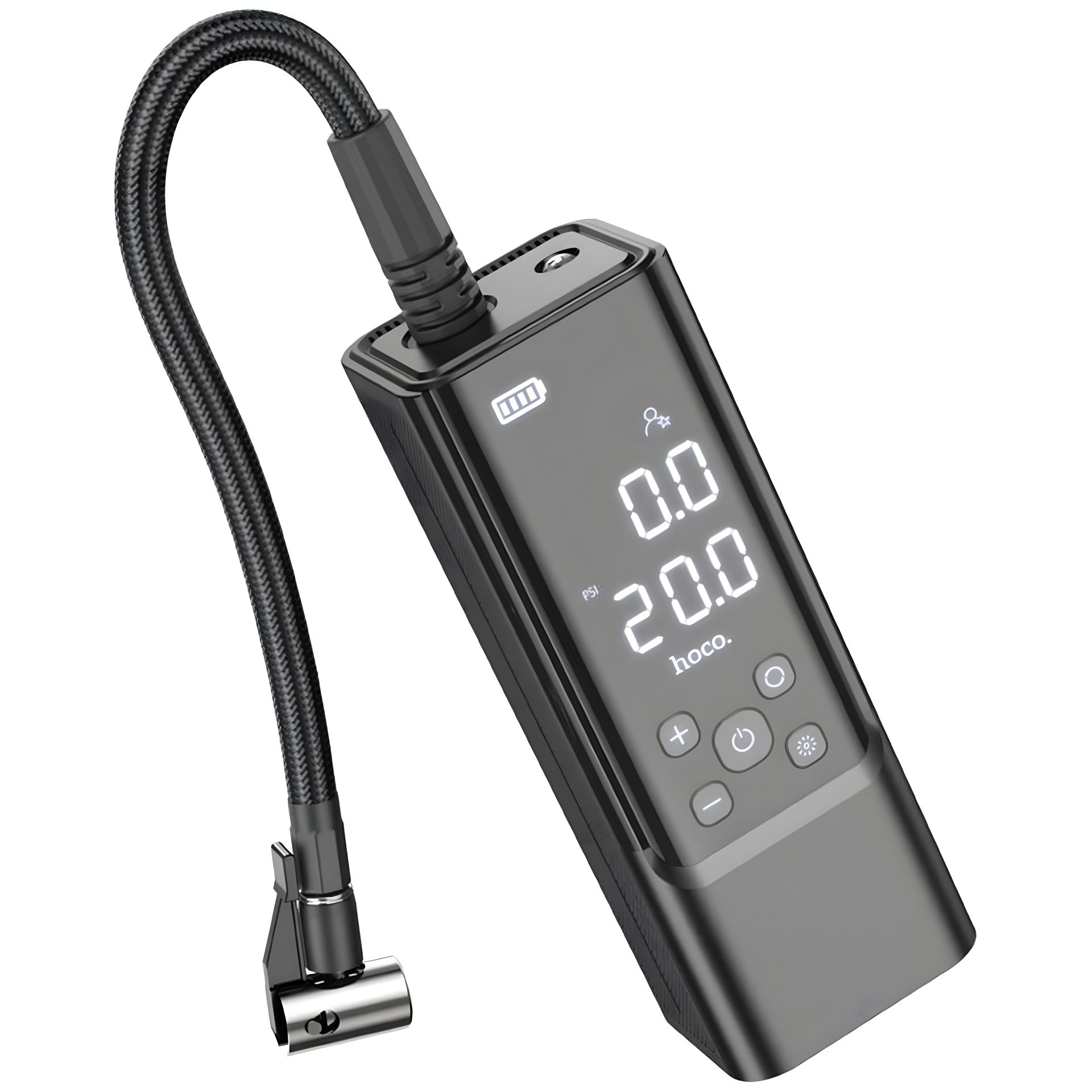 Автомобільний насос Hoco ZP7 Maddy (TypeC in/5000mAh/10.3 бар/Ліхтарик) Black Автомобільний насос Hoco ZP7 Maddy (TypeC in/5000mAh/10.3 бар/Ліхтарик) Black