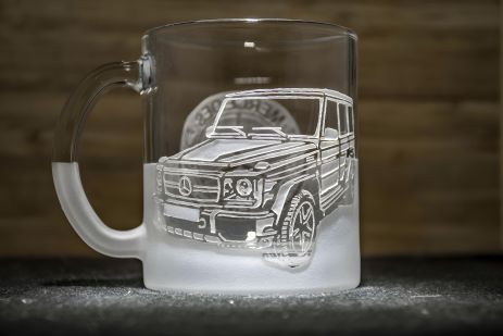 Чашка для чая и кофе с гравировкой автомобиля и логотипа Mercedes G-Class
