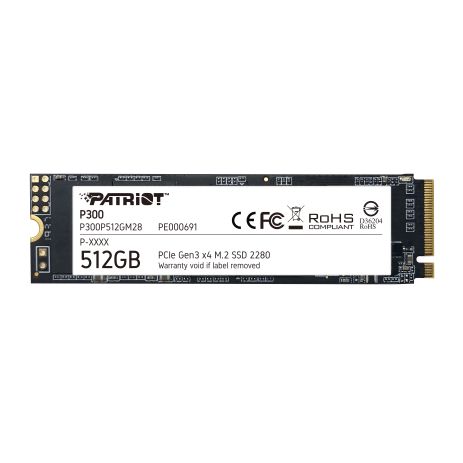 SSD M.2 Patriot P300 512GB NVMe 2280 PCIe 3.0x4 3D NAND TLC SSD M.2 Patriot P300 512GB NVMe 2280 PCIe 3.0x4 3D NAND TLC