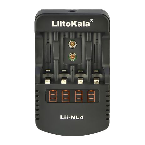 Мережевий зарядний пристрій з тестером LiitoKala Lii-NL4 для акумуляторів 18650/ АА/ ААА та інших на 4 слоти