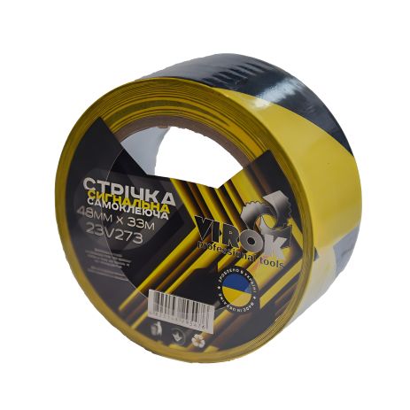 Сигнальная самоклеящаяся лента 48мм x 33м, желто-черная VIROK 23V273
