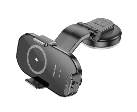 Тримач автівки Borofone BH206 магнітний, з бездротовою зарядкою 15W, чорний