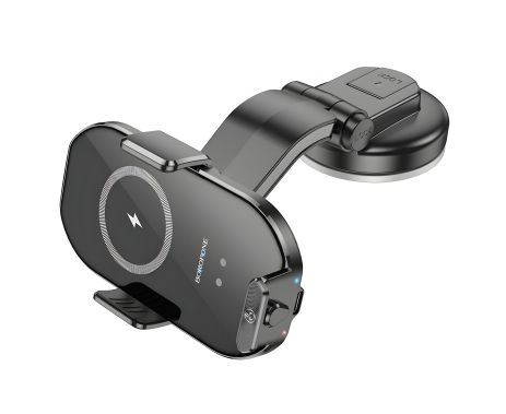 Магнитный автодержатель Borofone BH206 с беспроводной зарядкой, черный