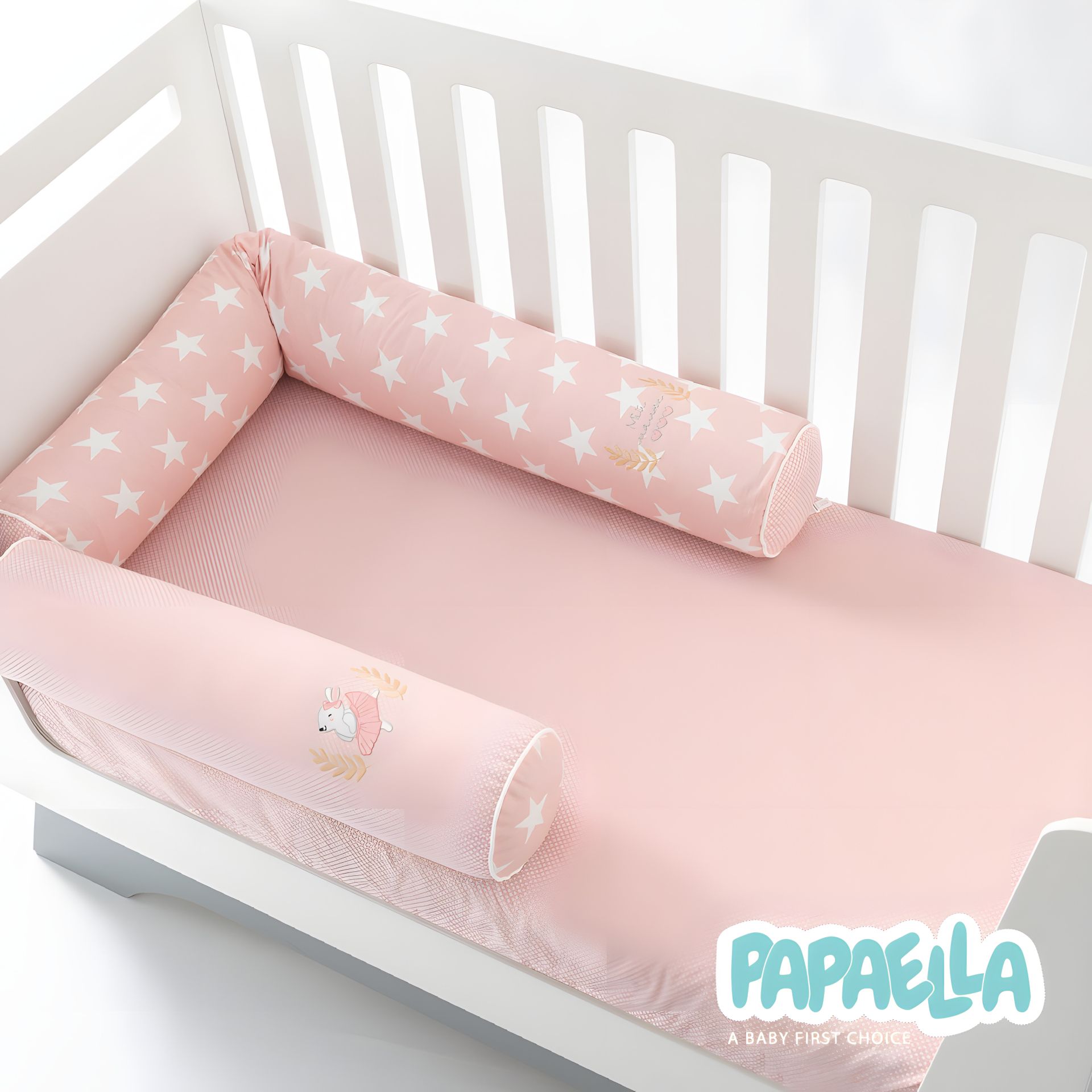 Бортики-валики захисні у ліжечко дитяче ТM PAPAELLA 2 шт 60х15 см, 120х15 см бавовна зірка/горошок пудра (8-34533*001) Бортики-валики захисні у ліжечко дитяче ТM PAPAELLA 2 шт 60х15 см, 120х15 см бавовна зірка/горошок пудра (8-34533*001)