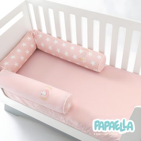 Захисні бортики-валики у дитяче ліжечко 2 шт ТM PAPAELLA 60х15 см, 120х15 см бавовна зірка/горошок пудра (8-34533*001)