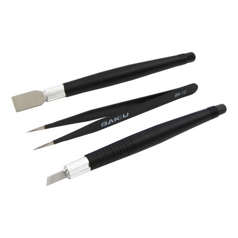 Baku BK-7280-A Набор инструментов (прямой пинцет, шпателёк, скальпель)