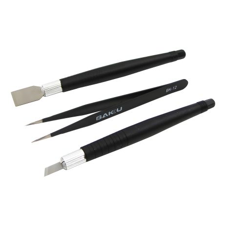 Baku BK-7280-A Набор инструментов (прямой пинцет, шпателёк, скальпель)